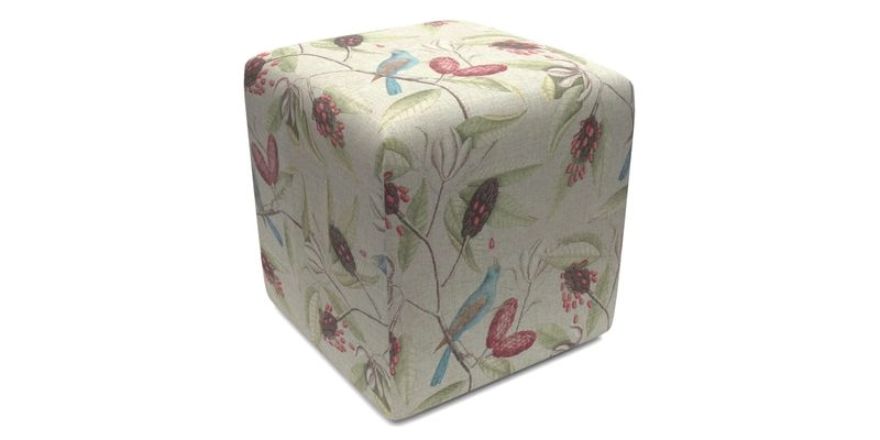Cube Footstool in Peruvian homespun fabric