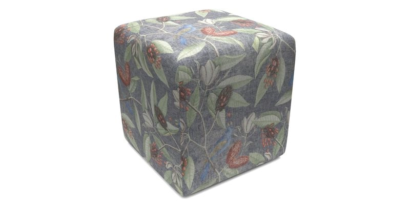 Cube Footstool in Peruvian homespun fabric