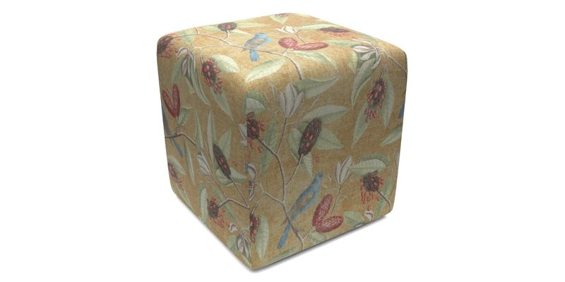 Cube Footstool in Peruvian homespun fabric