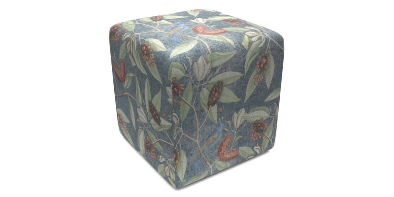 Cube Footstool in Peruvian homespun fabric
