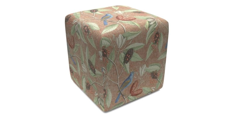 Cube Footstool in Peruvian homespun fabric