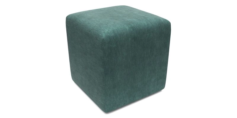 Cube Footstool in Peruvian homespun fabric