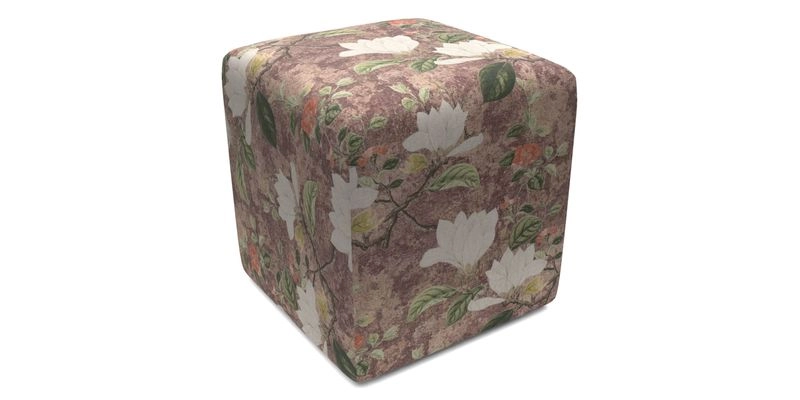 Cube Footstool in Peruvian homespun fabric