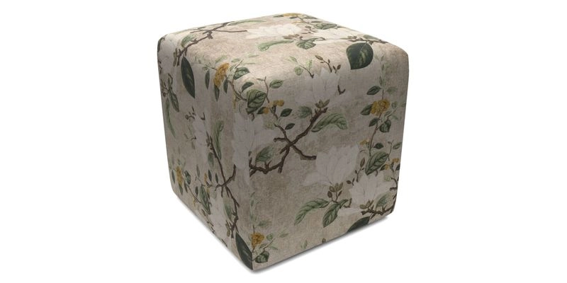 Cube Footstool in Peruvian homespun fabric