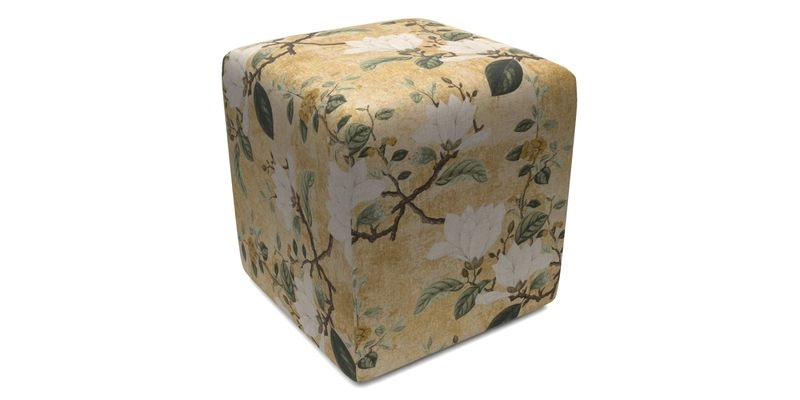 Cube Footstool in Peruvian homespun fabric