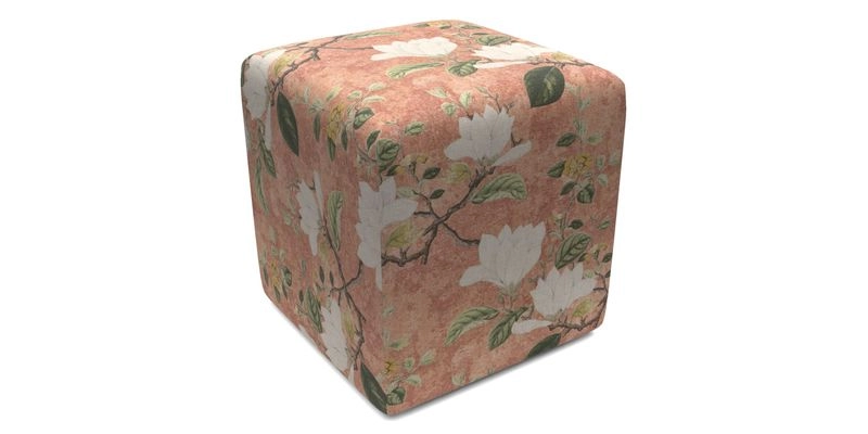 Cube Footstool in Peruvian homespun fabric