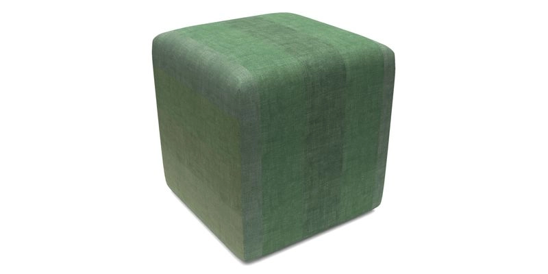 Cube Footstool in Peruvian homespun fabric