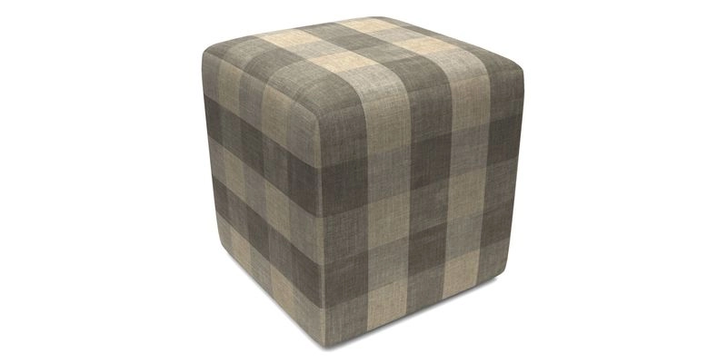 Cube Footstool in Peruvian homespun fabric