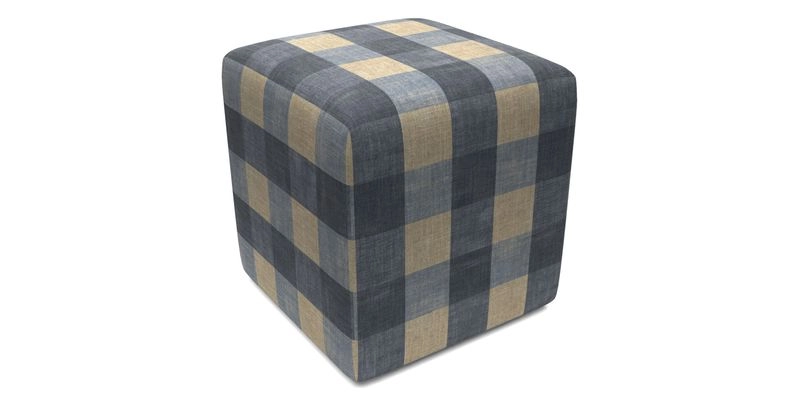 Cube Footstool in Peruvian homespun fabric