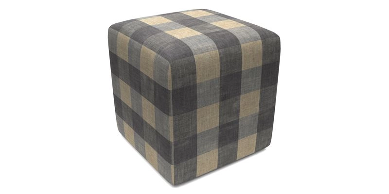 Cube Footstool in Peruvian homespun fabric