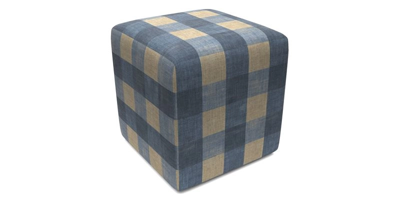Cube Footstool in Peruvian homespun fabric