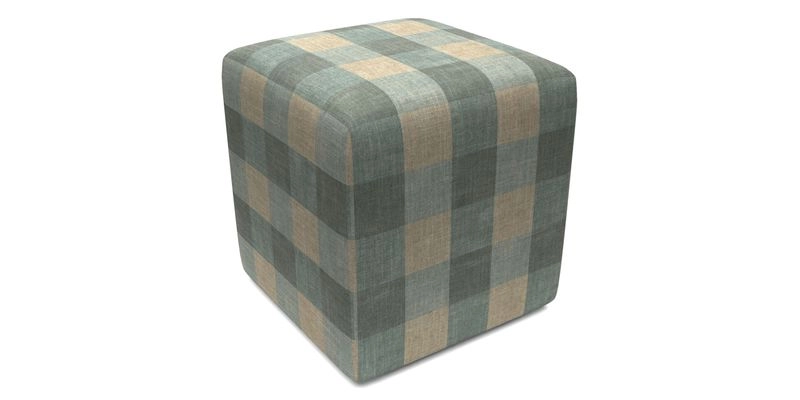 Cube Footstool in Peruvian homespun fabric