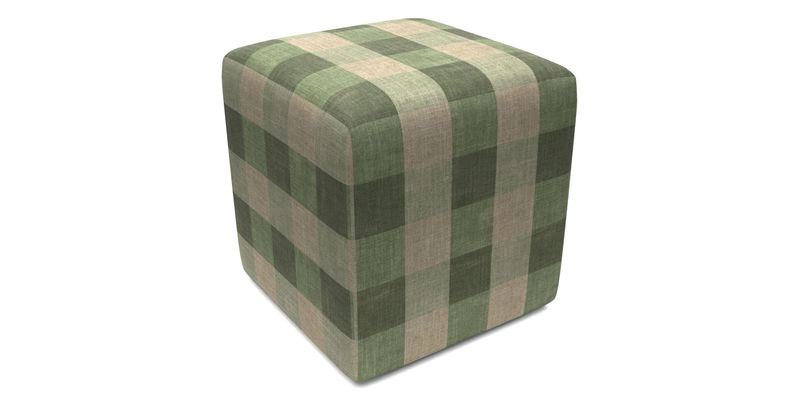Cube Footstool in Peruvian homespun fabric
