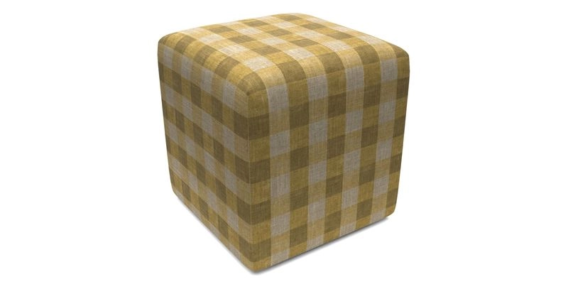 Cube Footstool in Peruvian homespun fabric