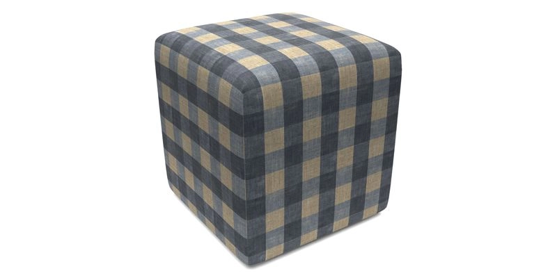 Cube Footstool in Peruvian homespun fabric