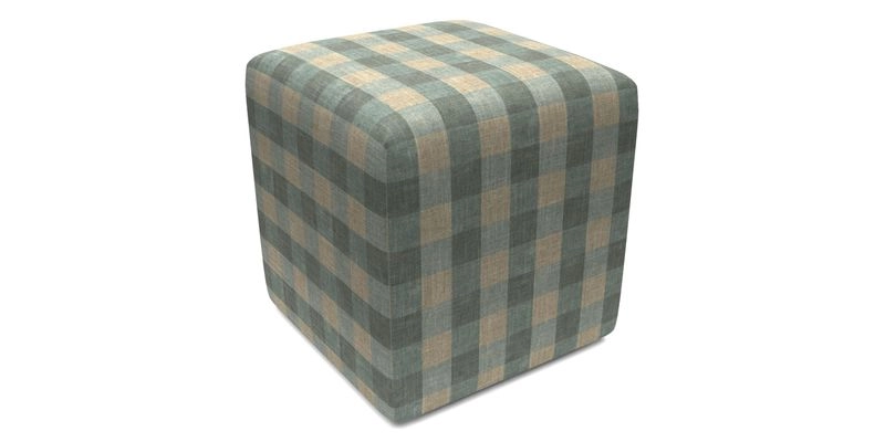 Cube Footstool in Peruvian homespun fabric