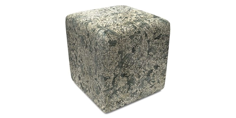 Cube Footstool in Peruvian homespun fabric
