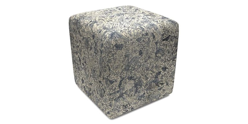 Cube Footstool in Peruvian homespun fabric