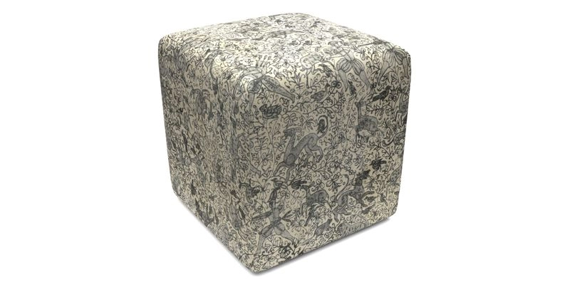 Cube Footstool in Peruvian homespun fabric