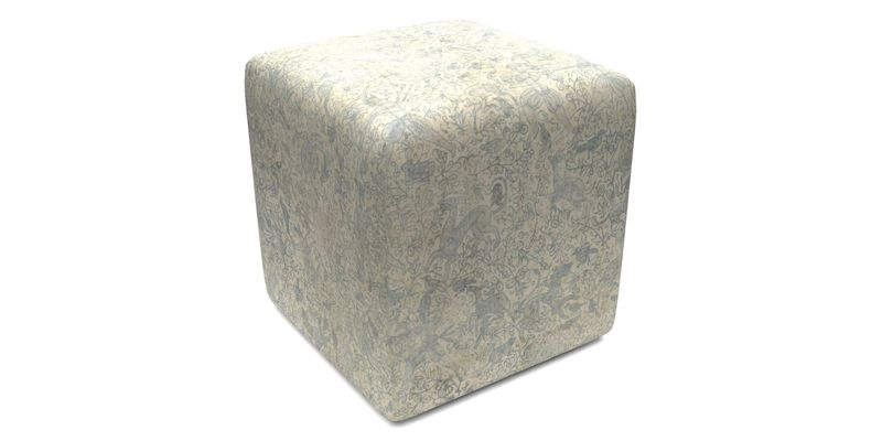 Cube Footstool in Peruvian homespun fabric