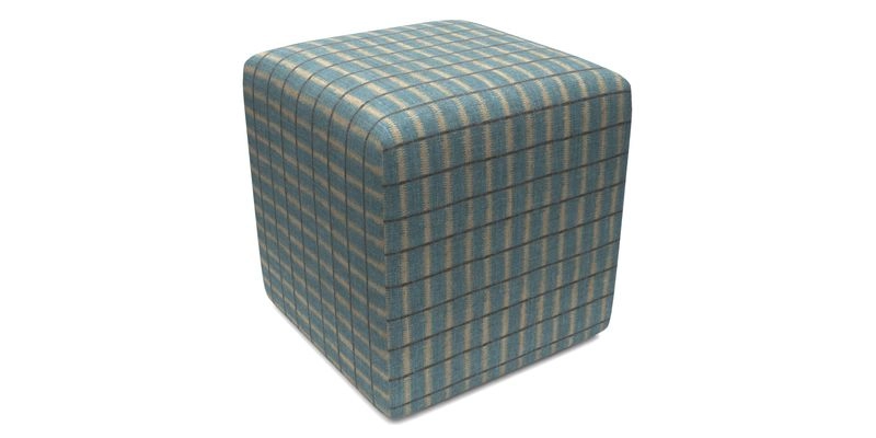 Cube Footstool in Peruvian homespun fabric