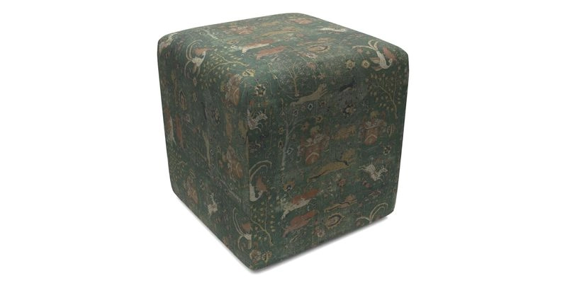 Cube Footstool in Peruvian homespun fabric