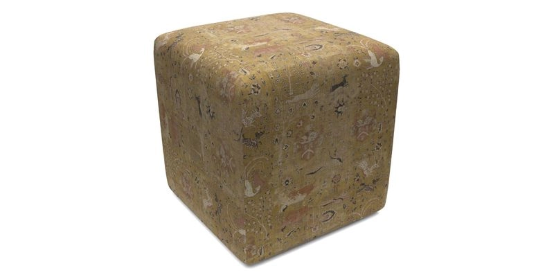 Cube Footstool in Peruvian homespun fabric