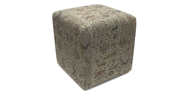 Cube Footstool in Peruvian homespun fabric