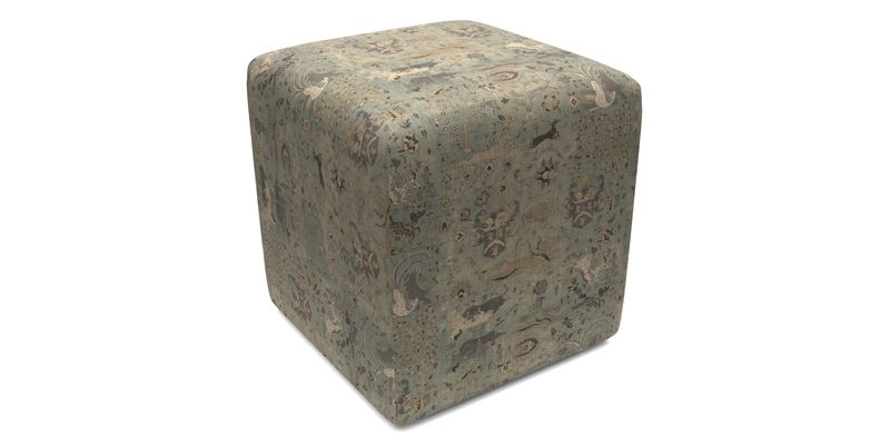 Cube Footstool in Peruvian homespun fabric