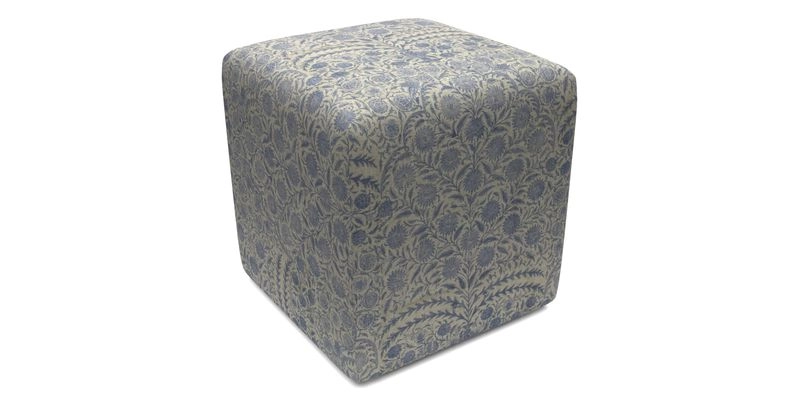 Cube Footstool in Peruvian homespun fabric