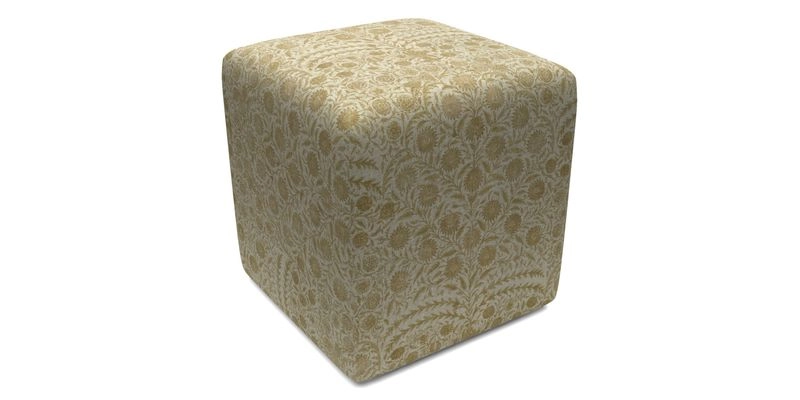 Cube Footstool in Peruvian homespun fabric