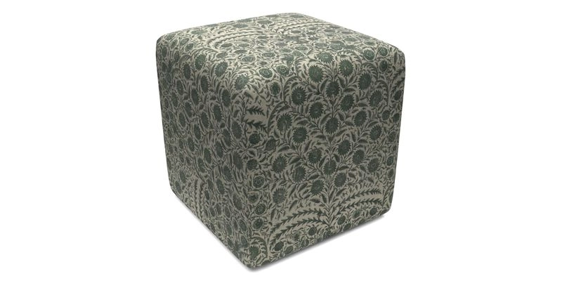 Cube Footstool in Peruvian homespun fabric