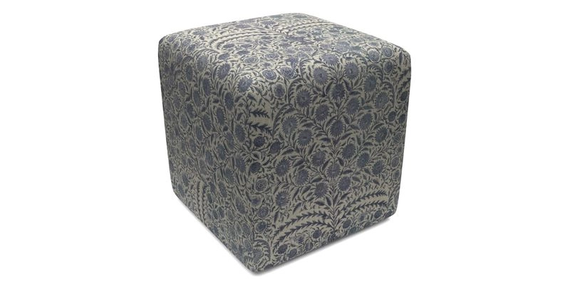 Cube Footstool in Peruvian homespun fabric