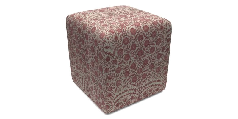 Cube Footstool in Peruvian homespun fabric