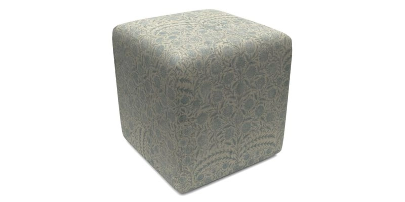 Cube Footstool in Peruvian homespun fabric