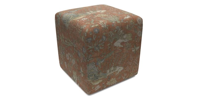 Cube Footstool in Peruvian homespun fabric