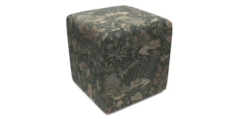 Cube Footstool in Peruvian homespun fabric