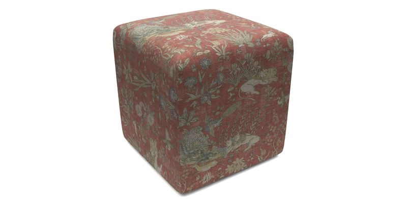 Cube Footstool in Peruvian homespun fabric
