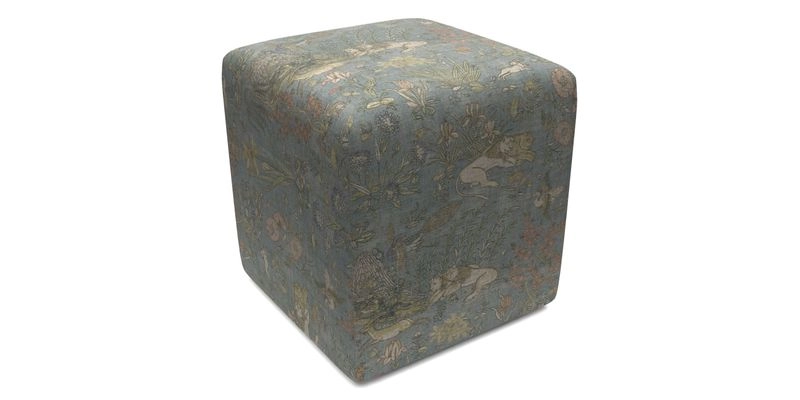 Cube Footstool in Peruvian homespun fabric