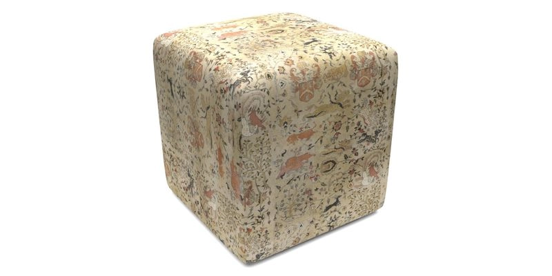 Cube Footstool in Peruvian homespun fabric