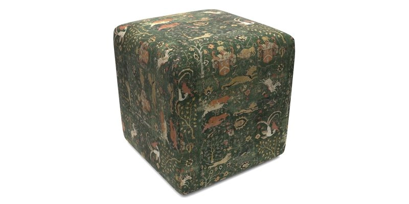 Cube Footstool in Peruvian homespun fabric
