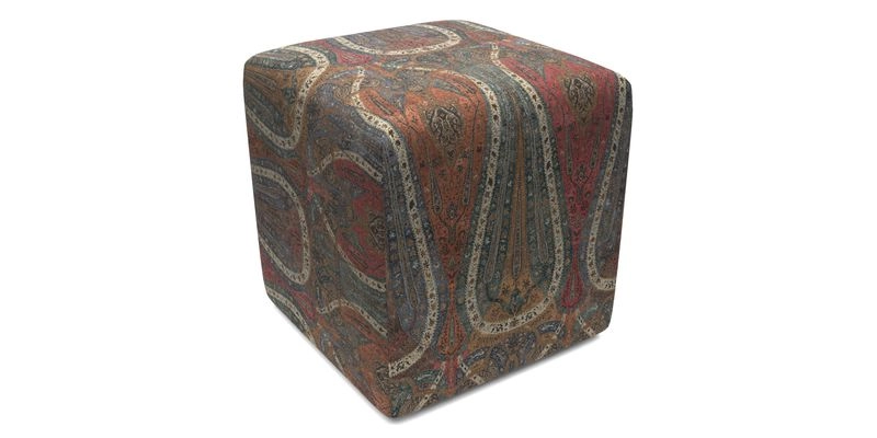 Cube Footstool in Peruvian homespun fabric