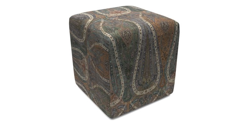 Cube Footstool in Peruvian homespun fabric