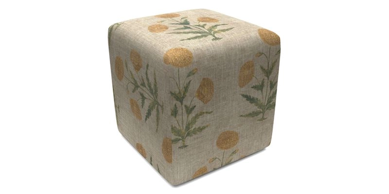 Cube Footstool in Peruvian homespun fabric