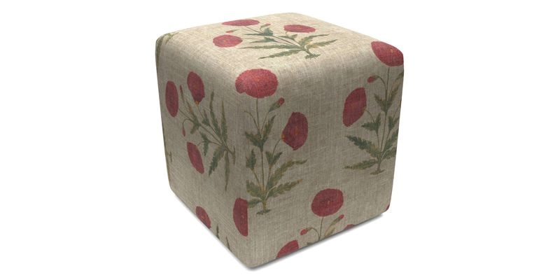 Cube Footstool in Peruvian homespun fabric