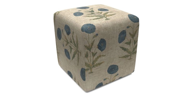 Cube Footstool in Peruvian homespun fabric