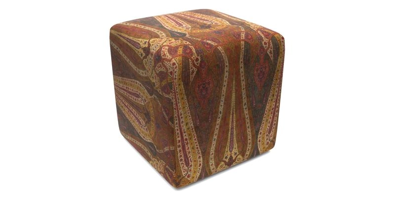 Cube Footstool in Peruvian homespun fabric