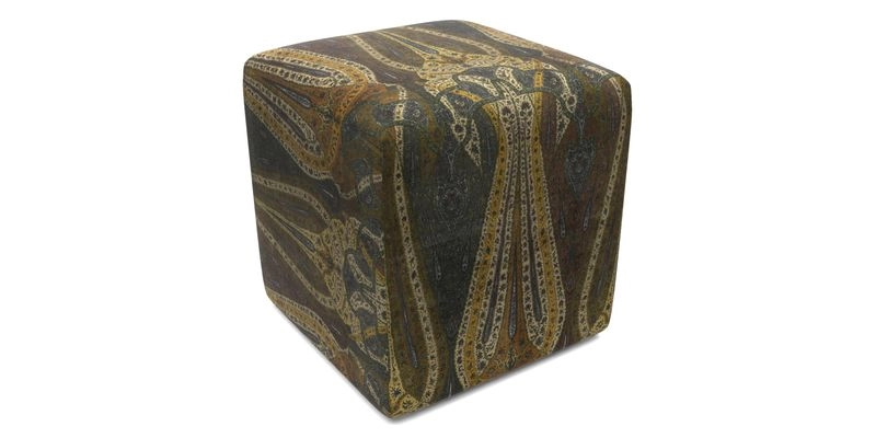 Cube Footstool in Peruvian homespun fabric