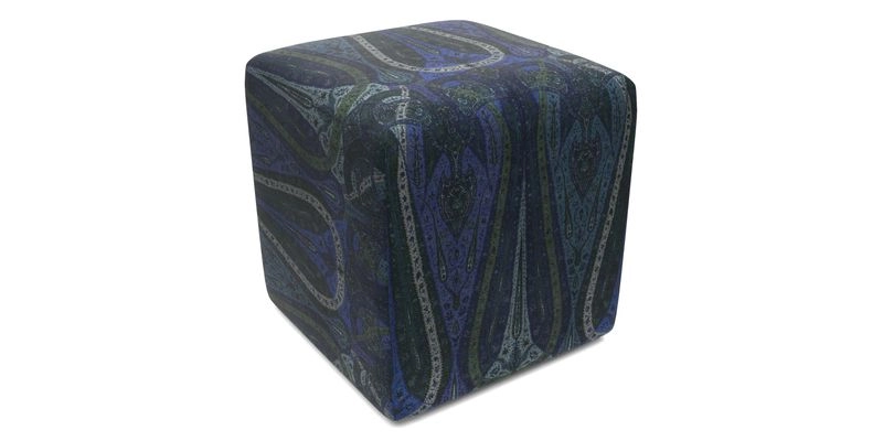 Cube Footstool in Peruvian homespun fabric