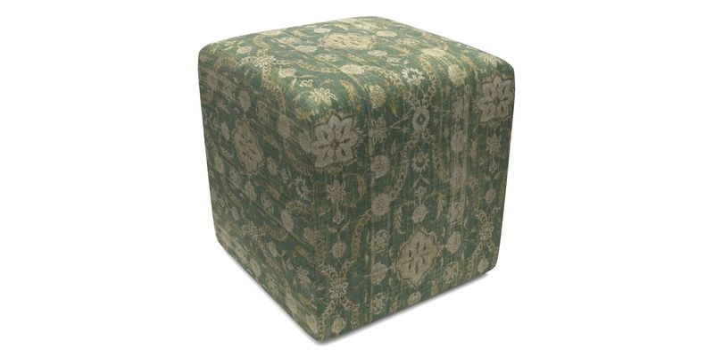 Cube Footstool in Peruvian homespun fabric